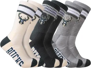 Ultra Game Men's NBA Official Athletic Cushioned Secure Fit Team Crew Socks-3 Pack