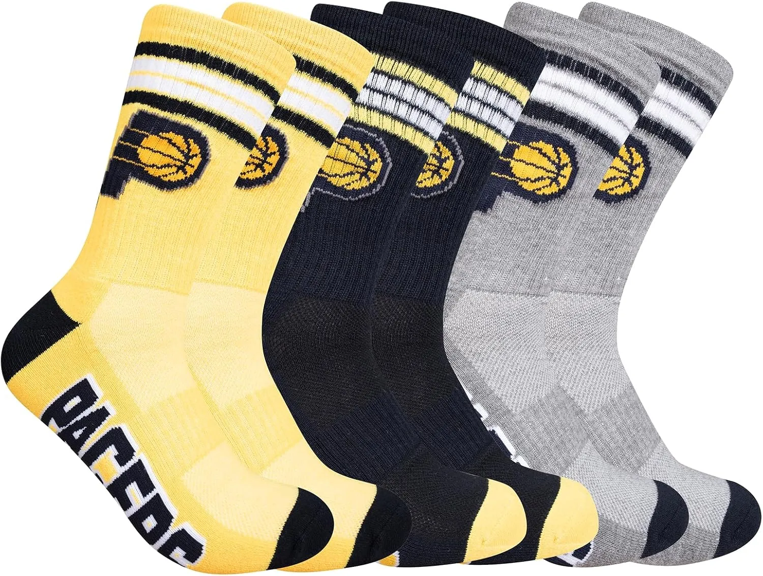 Ultra Game Men's NBA Official Athletic Cushioned Secure Fit Team Crew Socks-3 Pack