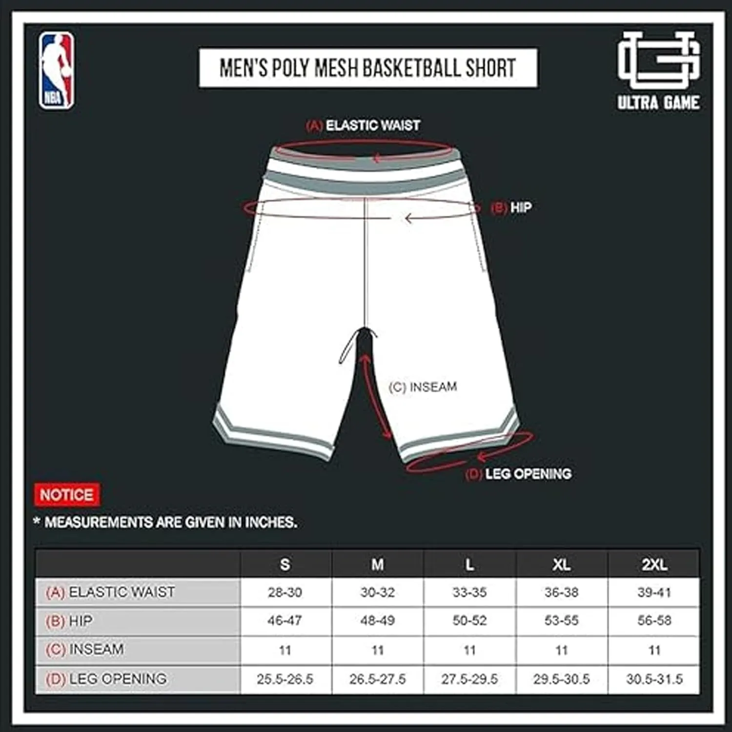 Ultra Game Men's NBA Official Soft Air Mesh Ultimate Basketball Shorts - OG Fit