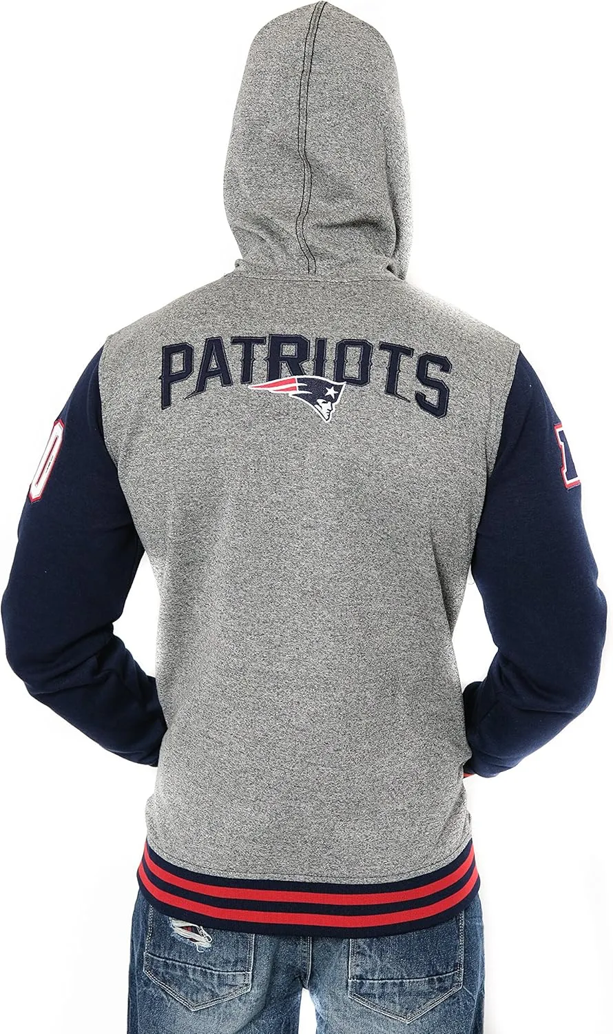Ultra Game NFL Men's Super Soft Supreme Full Zip Varsity Hoodie Sweatshirt Jacket