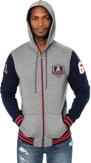Ultra Game NFL Men's Super Soft Supreme Full Zip Varsity Hoodie Sweatshirt Jacket
