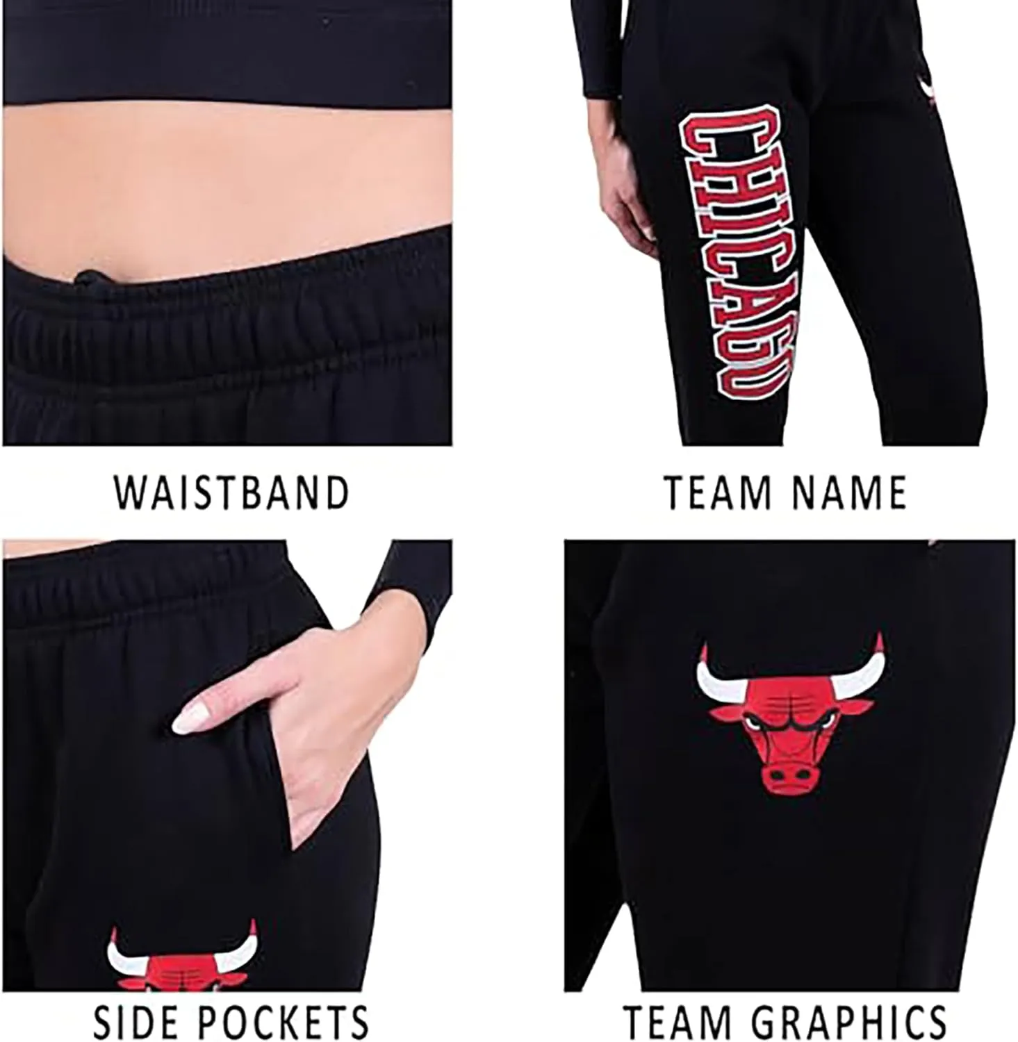 Ultra Game Women's NBA Official Super Soft Active Fleece Sweatpants Joggers