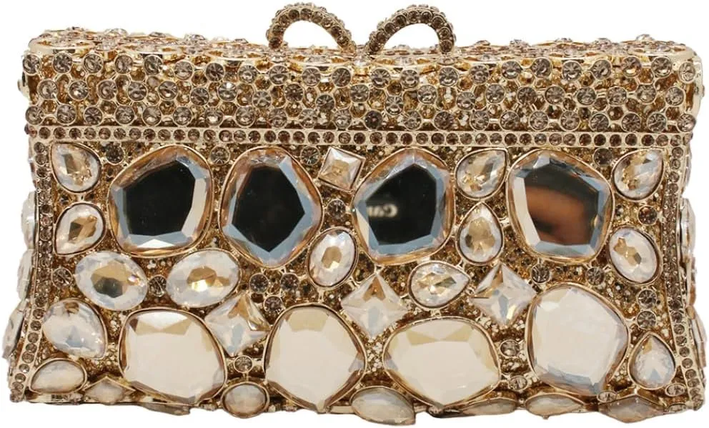 UMREN Luxury Women Crystal Purse Rhinestone Evening Clutch Bag Sparly Diamonds Handbag Wedding Bridal Shoulder Purse Bag