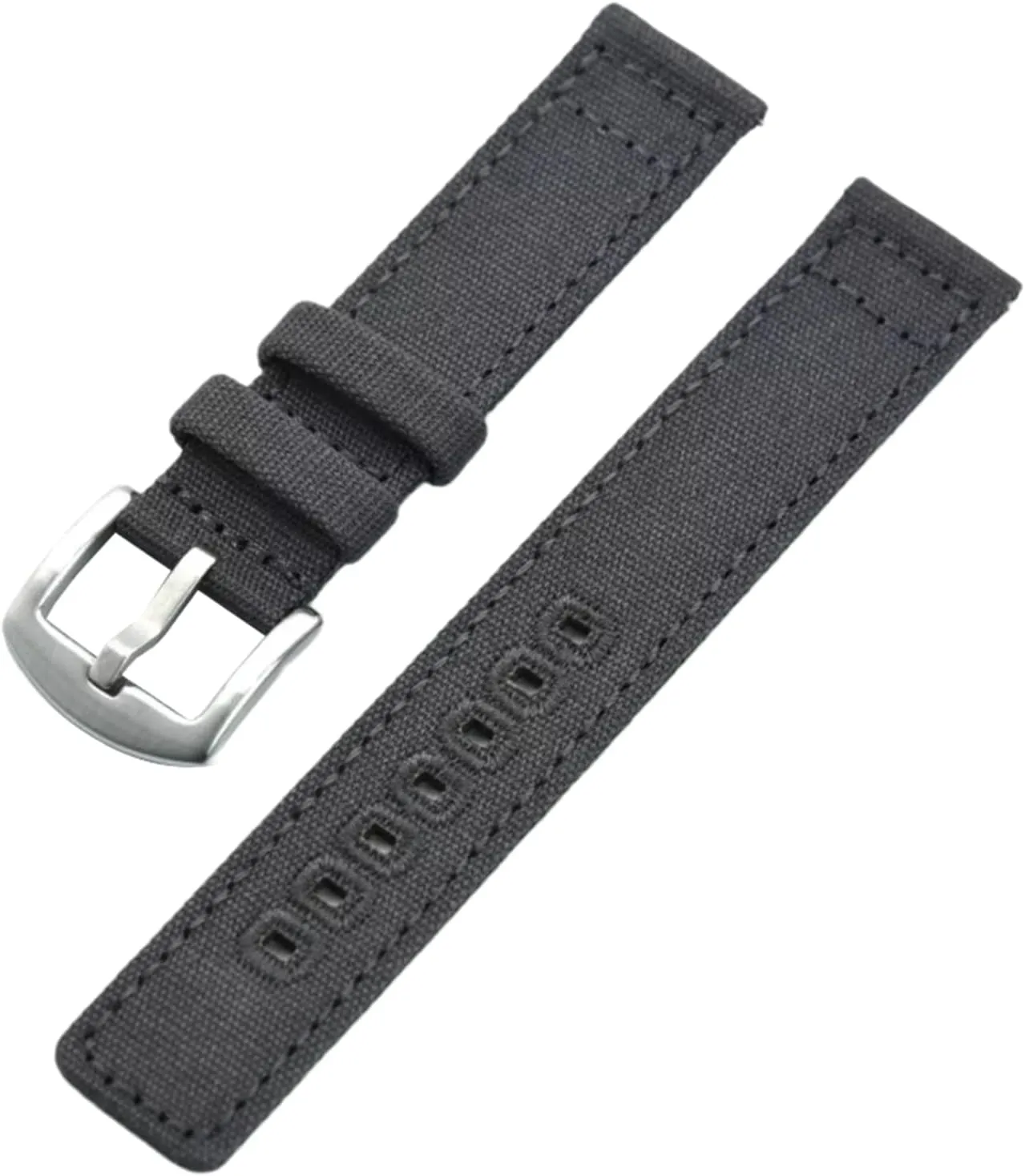 Universal Strap,20mm-22mm Quick Release Nylon Canvas Nato Military Watch Band with Polished Stainless Buckle for Dial Quartz Watch(Gray,20mm)