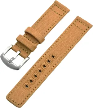 Universal Strap,20mm-22mm Quick Release Nylon Canvas Nato Military Watch Band with Polished Stainless Buckle for Dial Quartz Watch(Khaki,20mm)