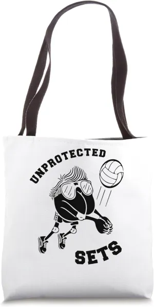 Unprotected Sets - Funny Team Sand Mud Indoor Volleyball Tote Bag