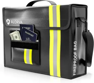 Upgraded Fireproof & Waterproof Document Bag – Lockable 17”x 12”x 5” with Wallet Protector - Reflective to Find Fast at Night – Shield Documents & Valuables from Fire & Water - Firefighter Designed
