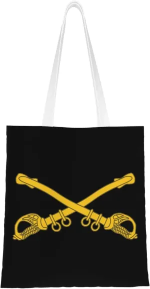 Us Cavalry Branch Insignia Tote Bag for Women Canvas Shopping Bags Reusable Beach Bag Grocery Bags Tote Shoulder Bag Gift Bags