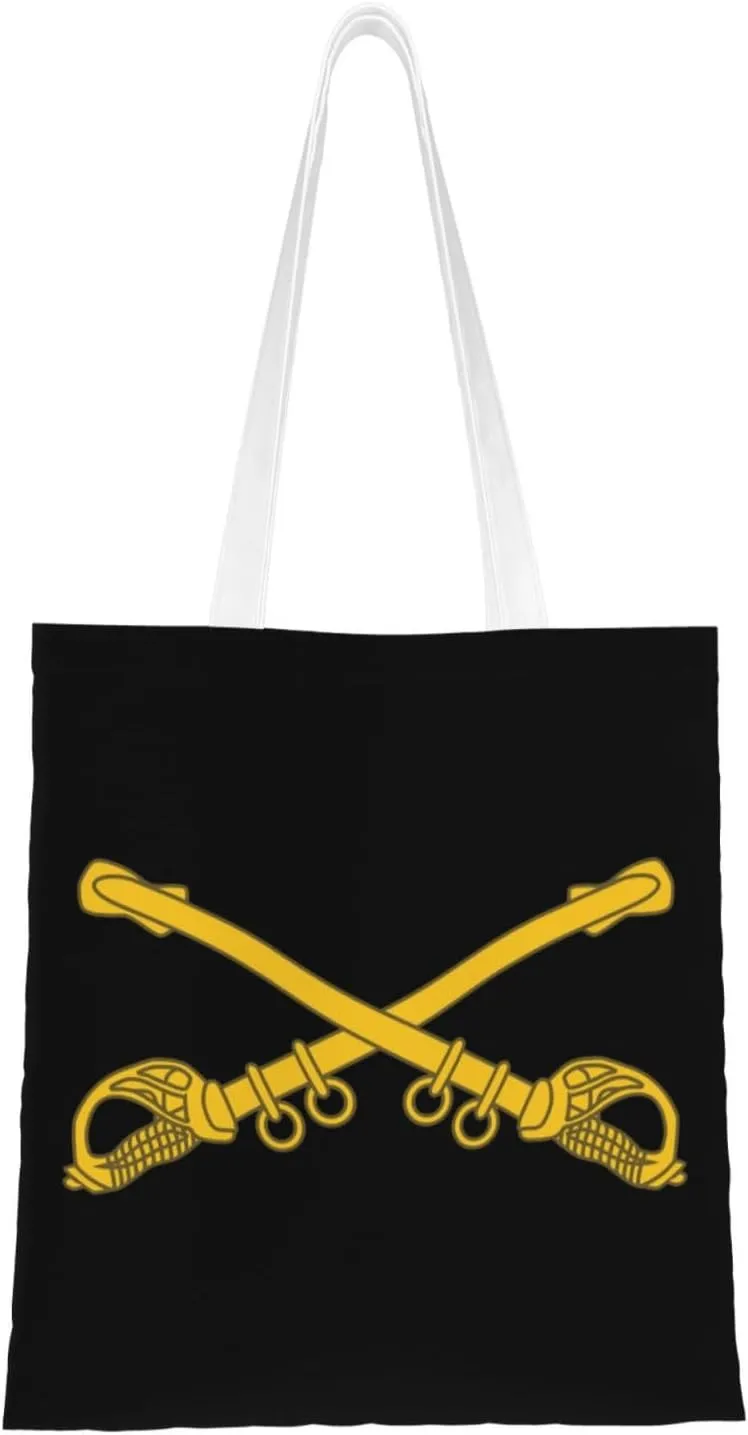 Us Cavalry Branch Insignia Tote Bag for Women Canvas Shopping Bags Reusable Beach Bag Grocery Bags Tote Shoulder Bag Gift Bags