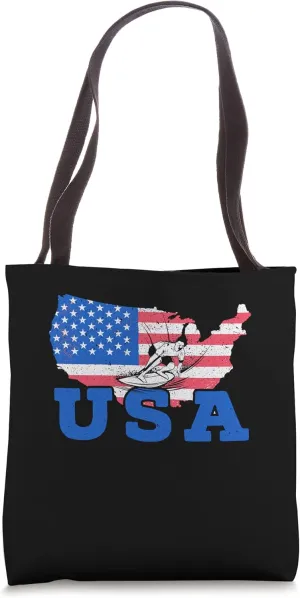 USA Flag Surfing American Flag Team Sport Support Tote Bag