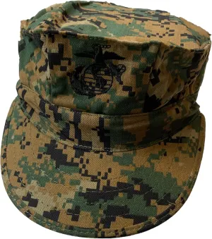 USMC Woodland Digital 8-Point Utility Garrison Cover with Emblem