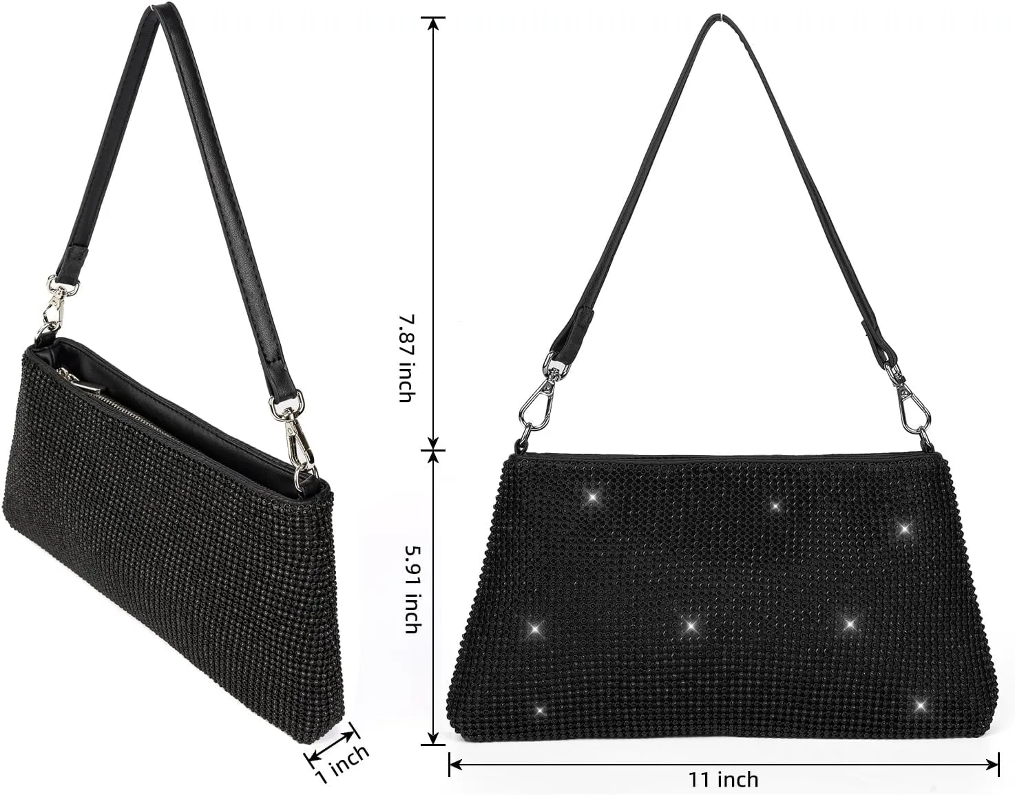 Valleycomfy Bling Evening Clutch Bag for Women Lady Girl Bride Rhinestone Purse For Prom Cocktail Party Wedding Engagement