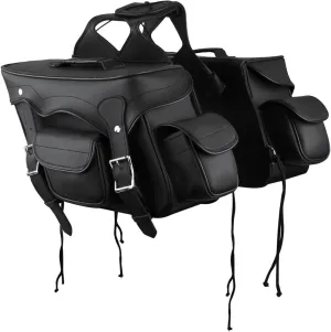 Vance Leather Road Warrior Plain Motorcycle Saddlebags 30L Durable PVC Water-Resistant, Compatible with Sportster Dyna Softail Touring Models Vstar Shadow Wide Glide (Road Warrior, Plain)
