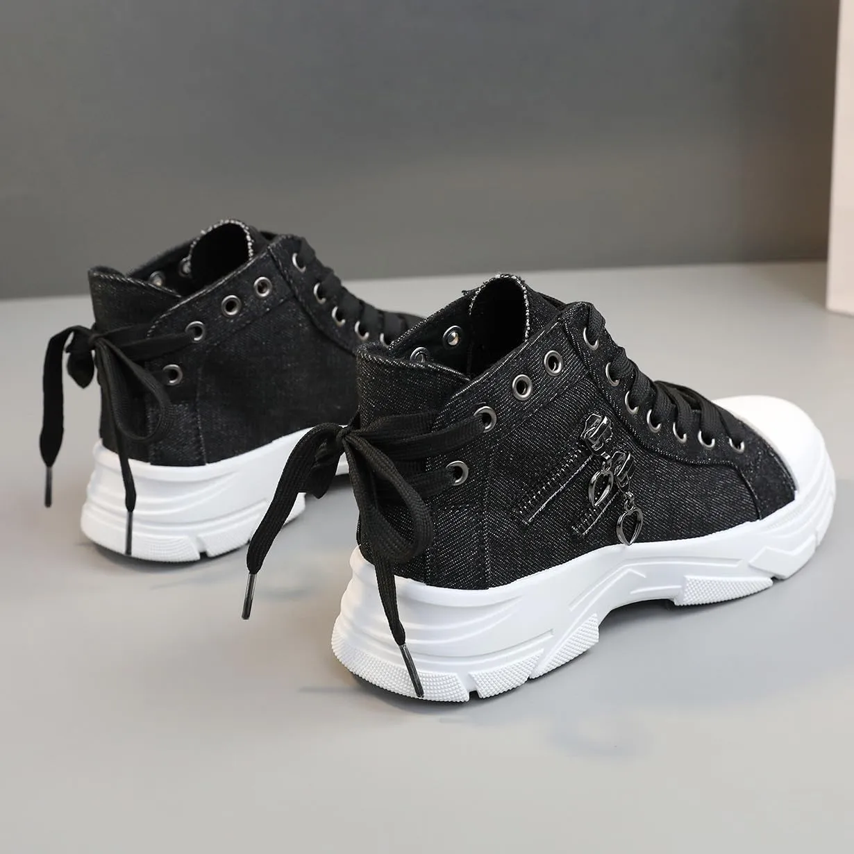 VAXAV Women's Lightweight High Top Platform Canvas Sneakers Breathable Walking Shoes