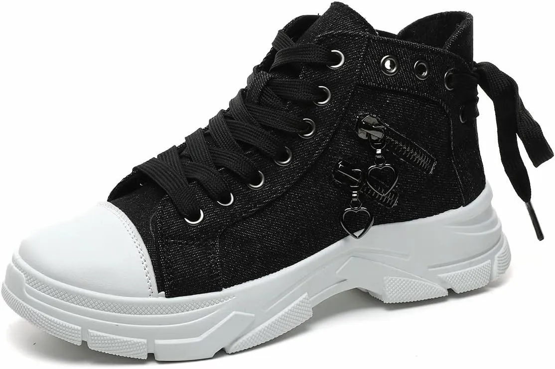 VAXAV Women's Lightweight High Top Platform Canvas Sneakers Breathable Walking Shoes