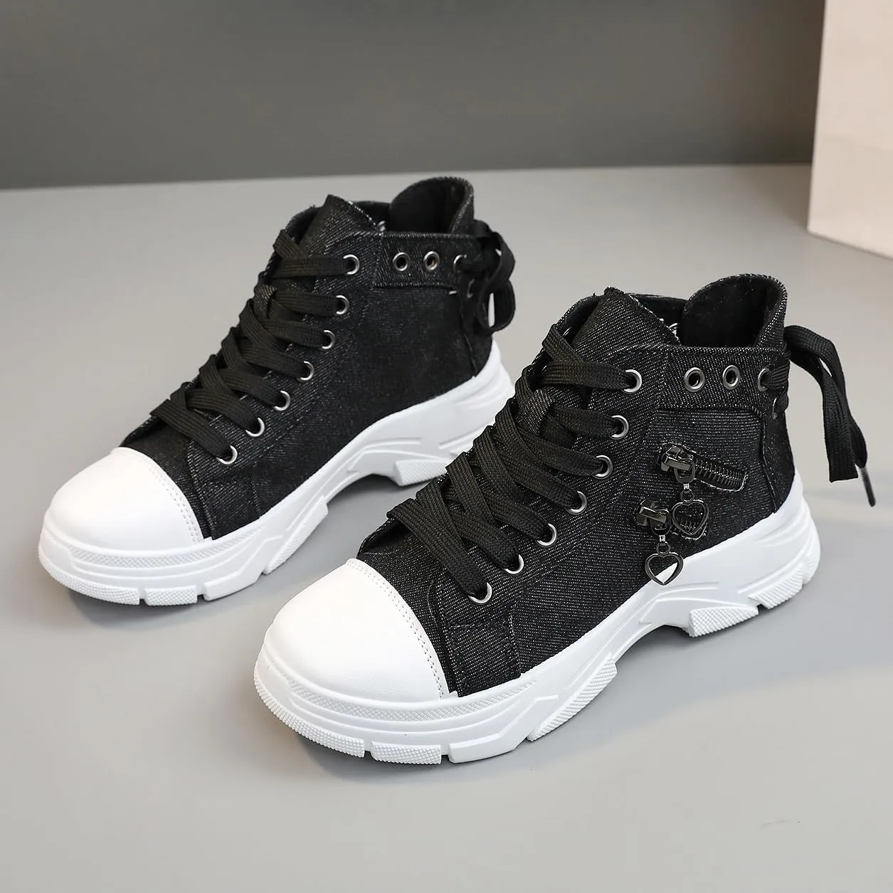 VAXAV Women's Lightweight High Top Platform Canvas Sneakers Breathable Walking Shoes