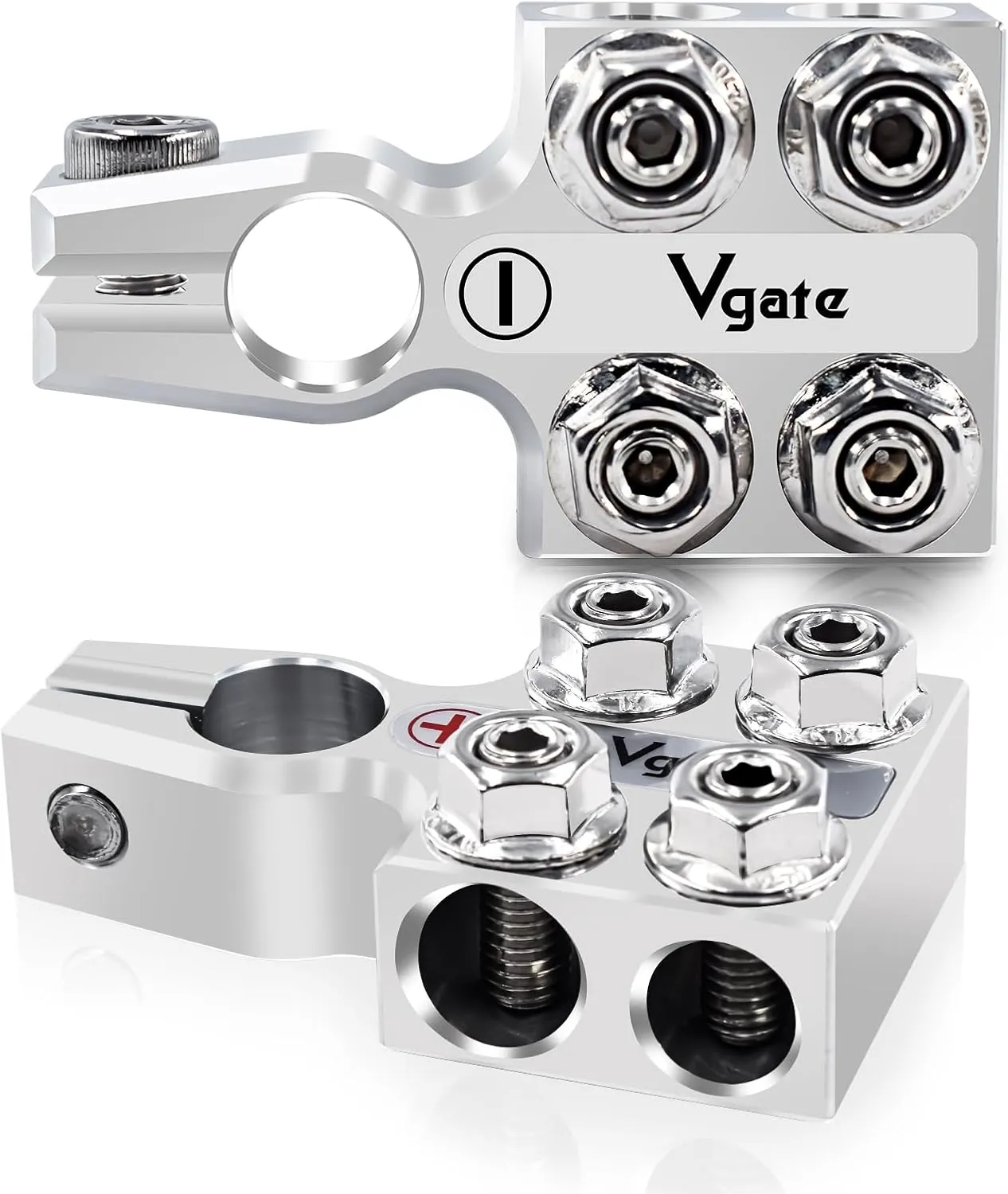 Vgate 8-Way Lead Acid Battery Terminal Connector, AGM Post Terminal Ends, 8AWG up to 4/0(XL) AWG Gauge, Positive & Negative for SAE/DIN/EN Tapered Top Post