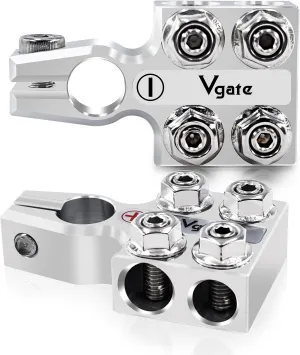 Vgate 8-Way Lead Acid Battery Terminal Connector, AGM Post Terminal Ends, 8AWG up to 4/0(XL) AWG Gauge, Positive & Negative for SAE/DIN/EN Tapered Top Post