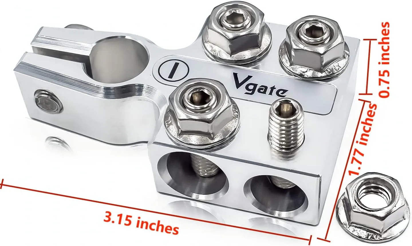 Vgate 8-Way Lead Acid Battery Terminal Connector, AGM Post Terminal Ends, 8AWG up to 4/0(XL) AWG Gauge, Positive & Negative for SAE/DIN/EN Tapered Top Post