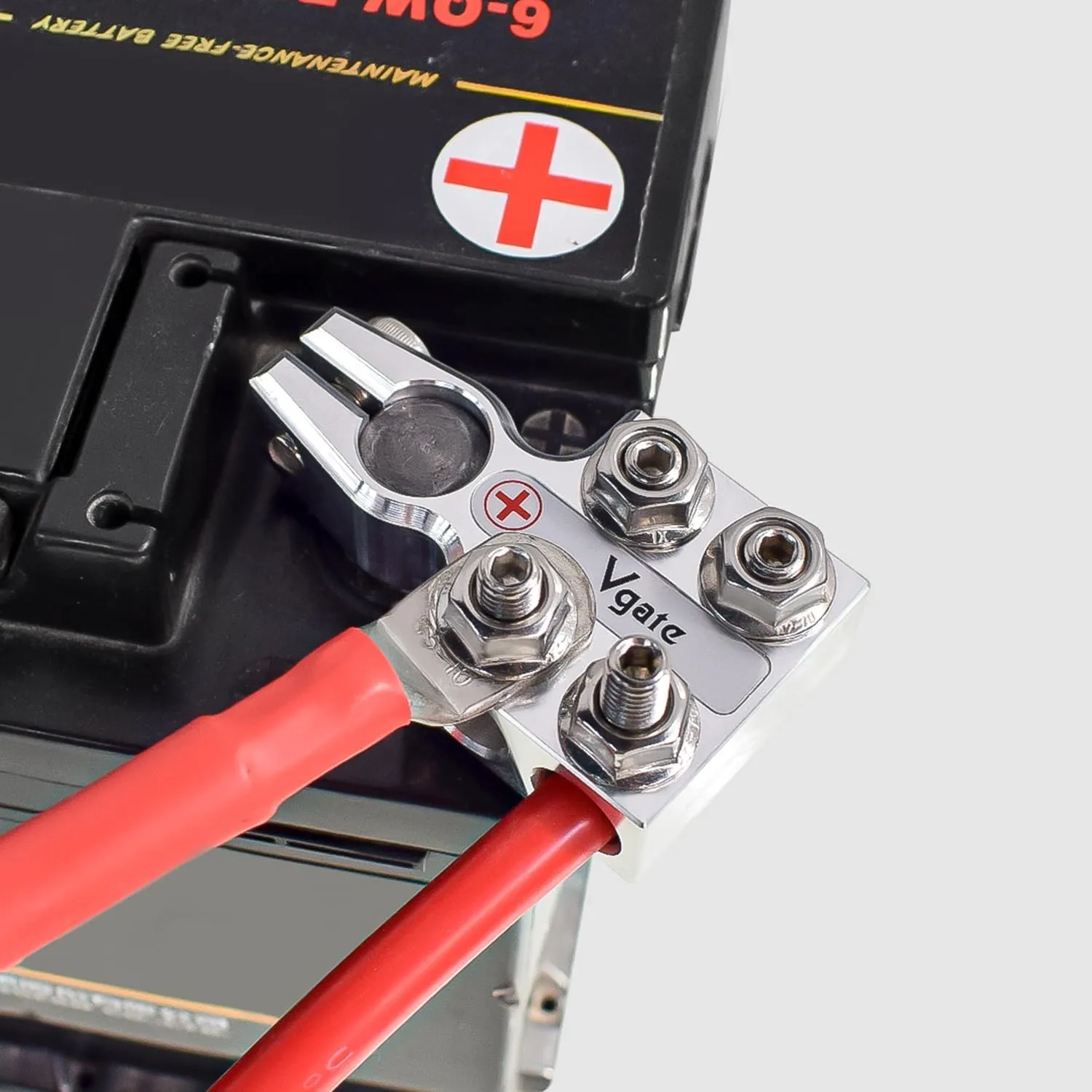 Vgate 8-Way Lead Acid Battery Terminal Connector, AGM Post Terminal Ends, 8AWG up to 4/0(XL) AWG Gauge, Positive & Negative for SAE/DIN/EN Tapered Top Post