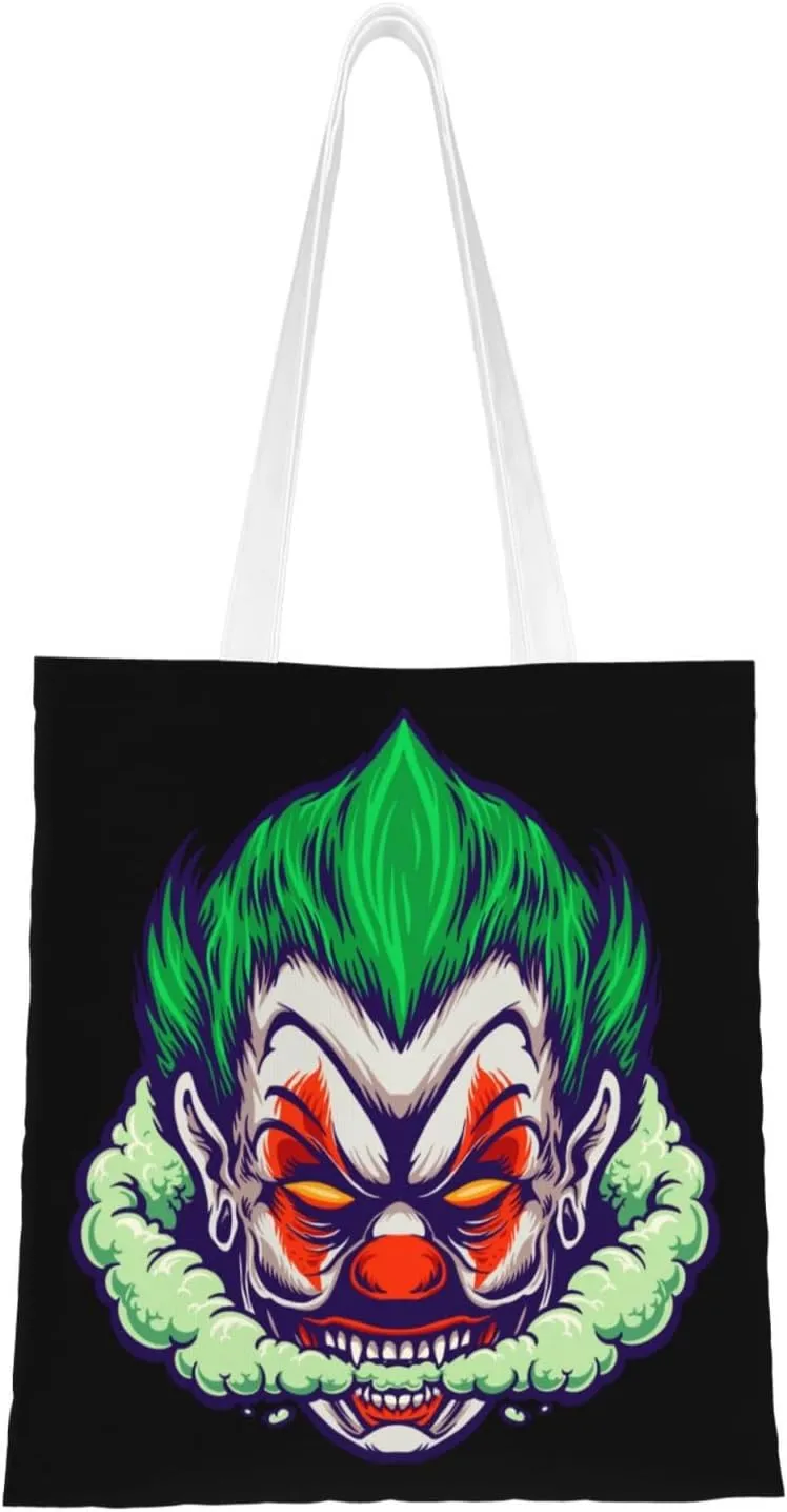 Vicious Human Face Tote Bag for Women Canvas Shopping Bags Reusable Large Capacity Casual Shoulder Handbags Grocery Bags DIY Gift Bags