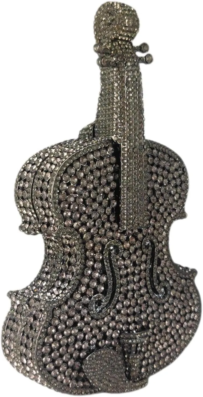Violin Crystal Clutch Bag Women Novelty Evening Handbags Bridal Party Dinner Rhinestone Clutch Purse Wedding Bag,Mini