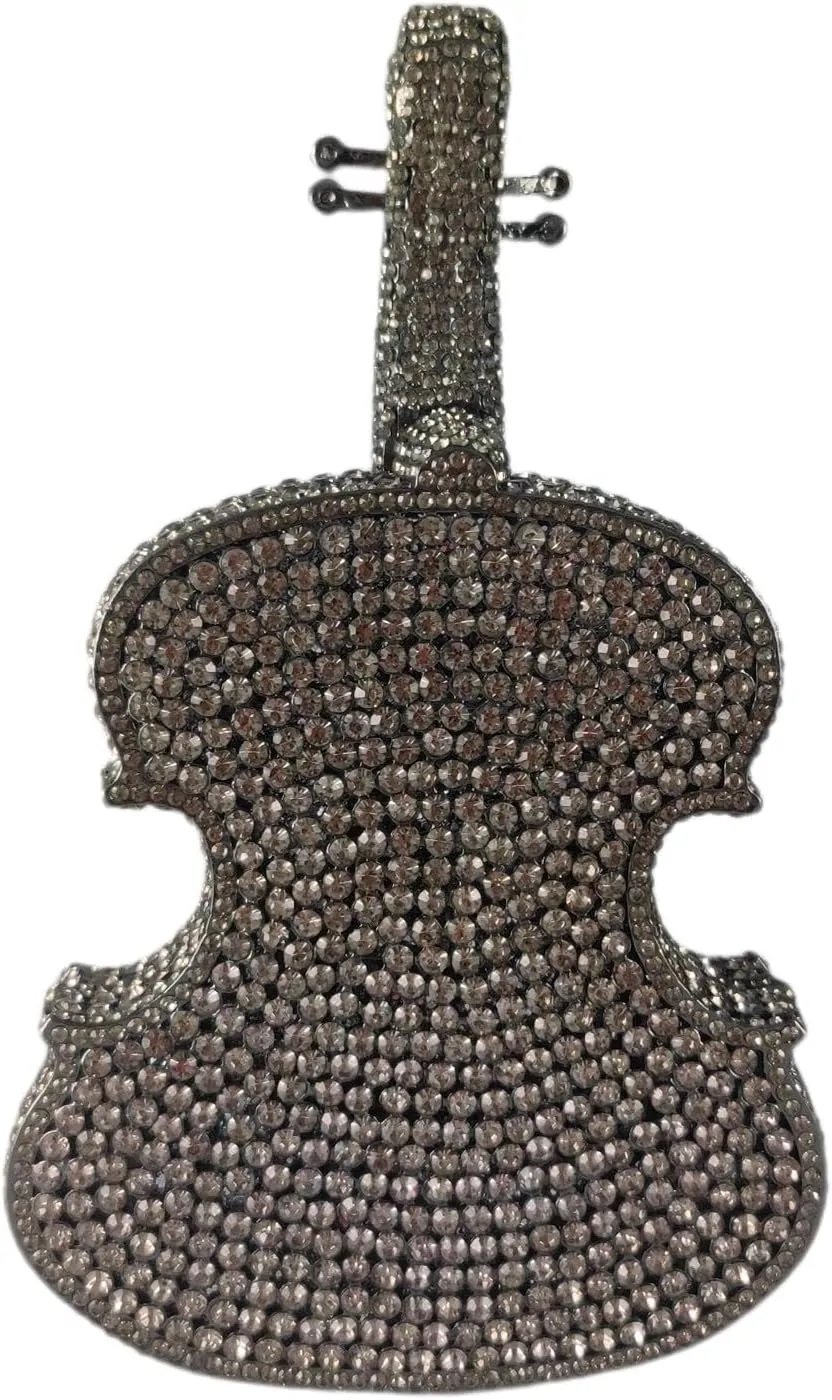 Violin Crystal Clutch Bag Women Novelty Evening Handbags Bridal Party Dinner Rhinestone Clutch Purse Wedding Bag,Mini