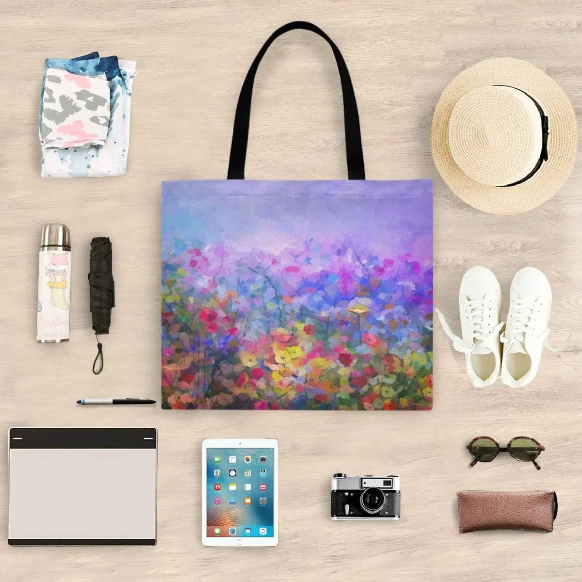 visesunny Fashion Floral Women Canvas Tote Bag Ladies Shopping Handbag
