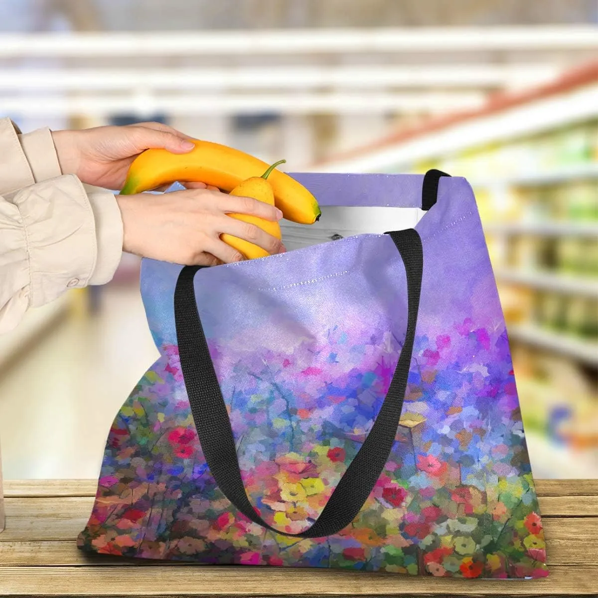 visesunny Fashion Floral Women Canvas Tote Bag Ladies Shopping Handbag