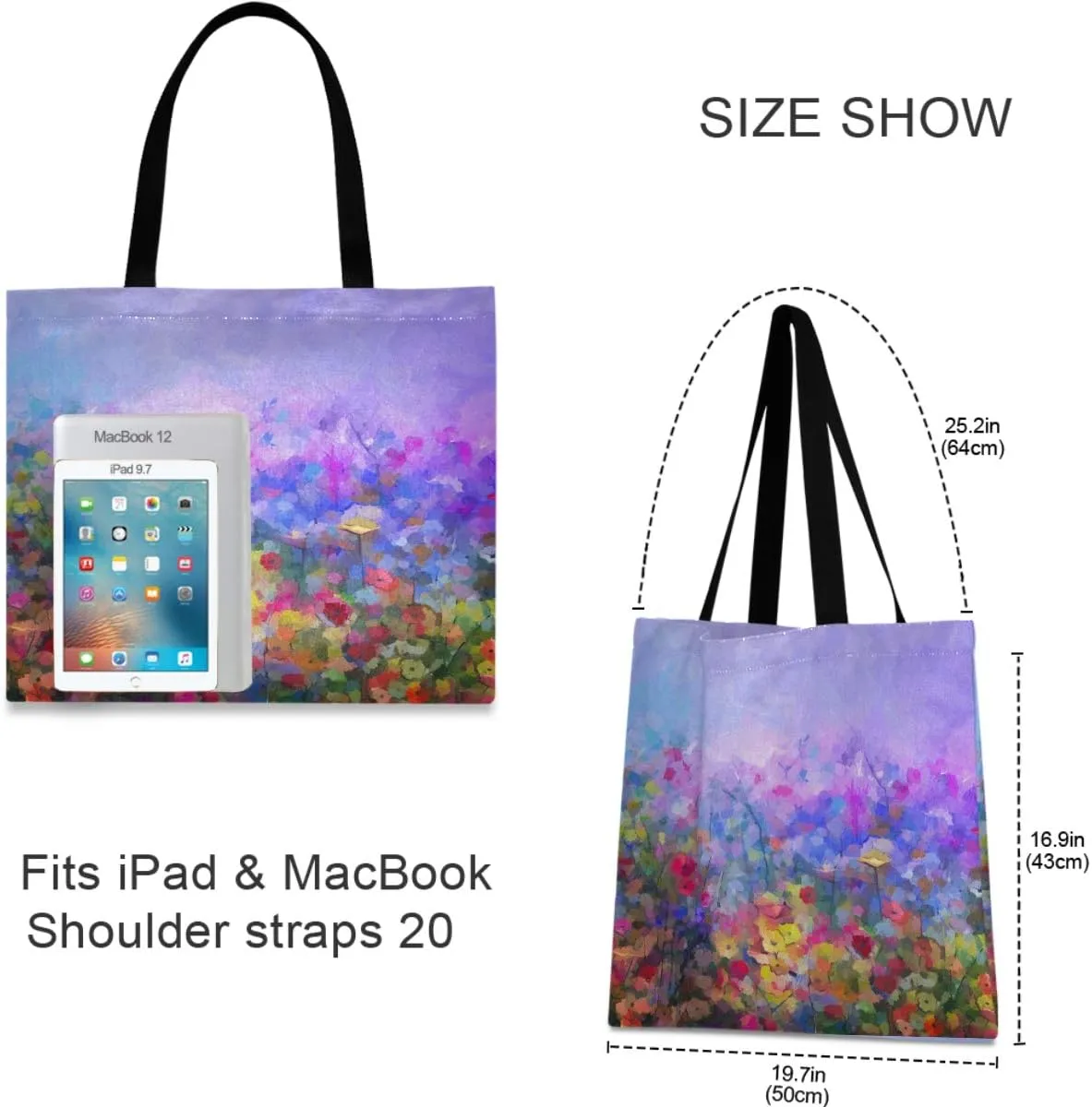 visesunny Fashion Floral Women Canvas Tote Bag Ladies Shopping Handbag