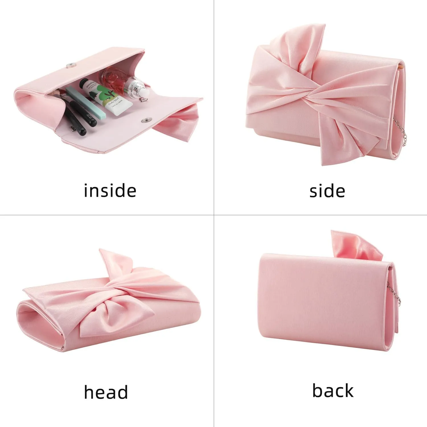 WALLYN'S Satin Clutch purse evening bag for women party wedding handbag