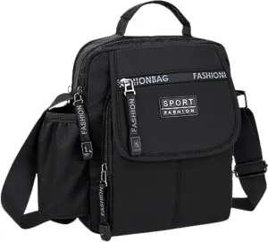 Water Repellent Crossbody Sling Messenger Bags Water Bottle Holder Key Ring Strap, Lightweight Business Shoulder Bags