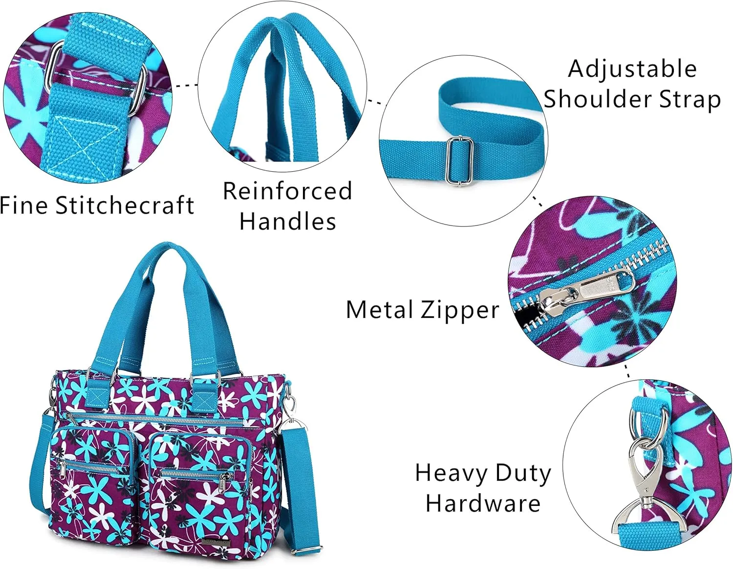 Water Repellent Nylon Shoulder Handbag - Laptop Tote Briefcase Clinical Bag