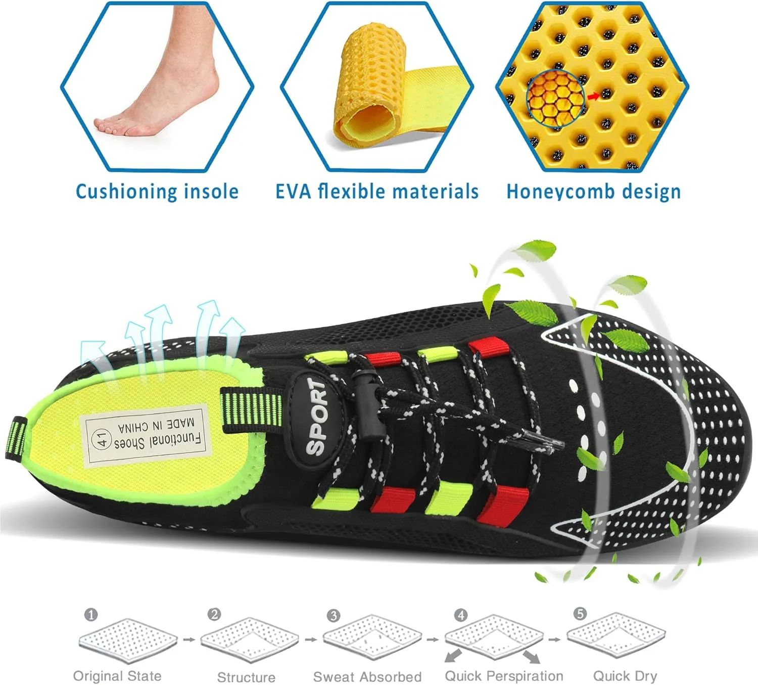 Water Shoes Mens Womens Quick Dry Barefoot Aqua Socks Diving Sports Shoes for Beach Swim Surf Pool Yoga Outdoor Trip