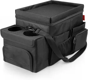 Waterproof Car Organizer with Lid, Car Cooler Bag with Cup Holder and Tissue Box