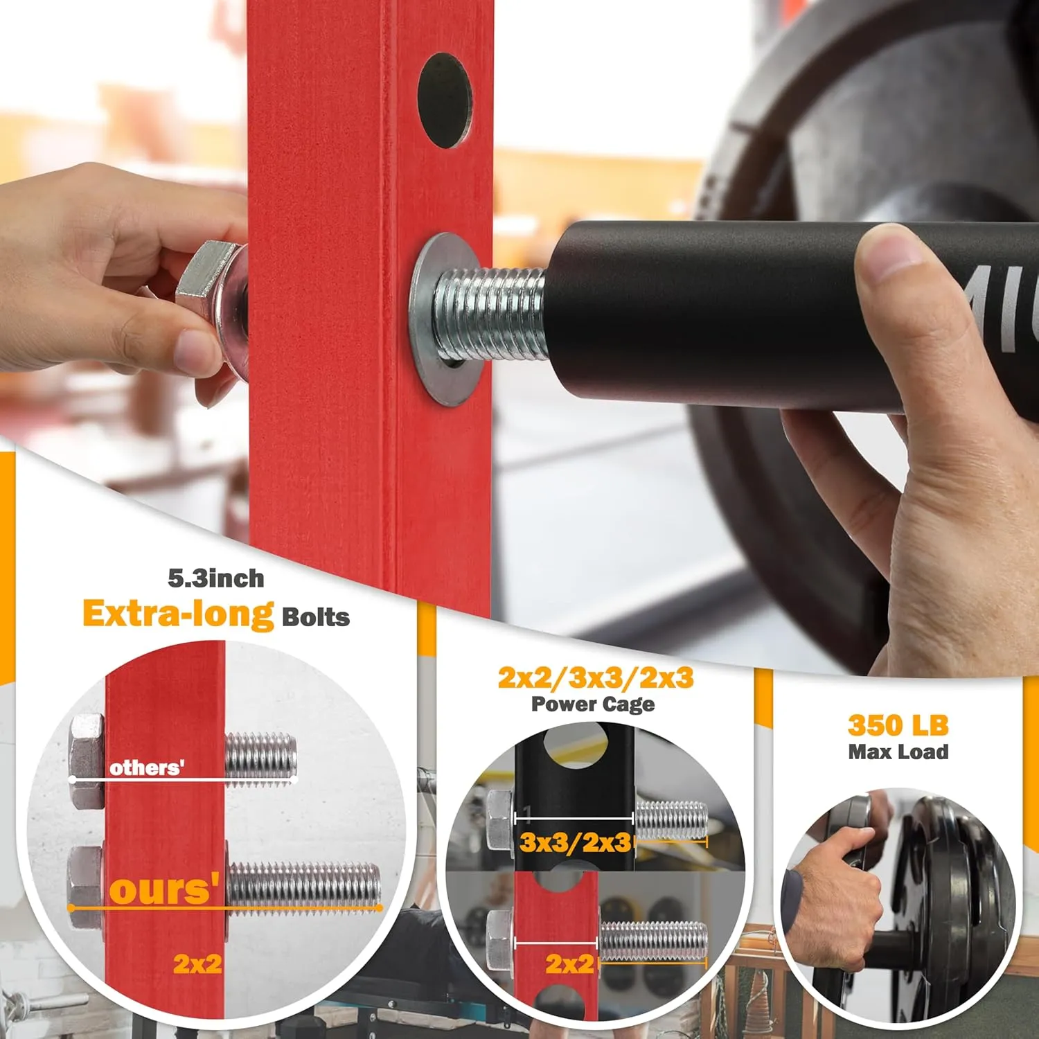 Weight Plate Holder, Power Rack Attachments Squat Rack Weight Plate Holder Storage for 2 inch Olympic Plates, Universal Fit 2x2, 2x3, 3x3 Power Cage, 1"and 5/8" Hole Compatible