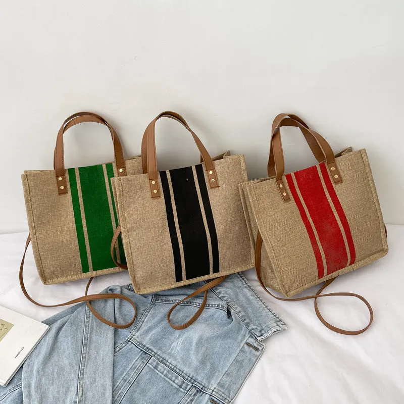 Western Stripes Linen Canvas Tote