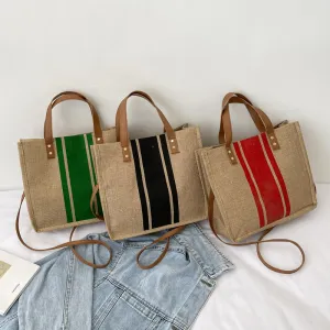 Western Stripes Linen Canvas Tote
