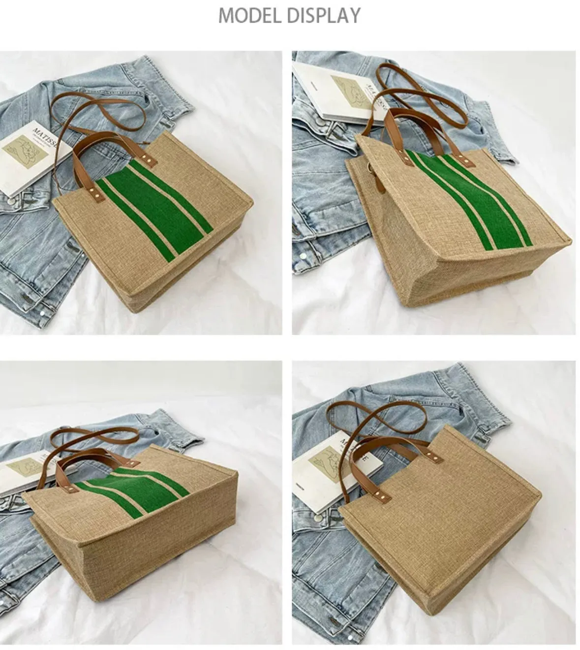Western Stripes Linen Canvas Tote