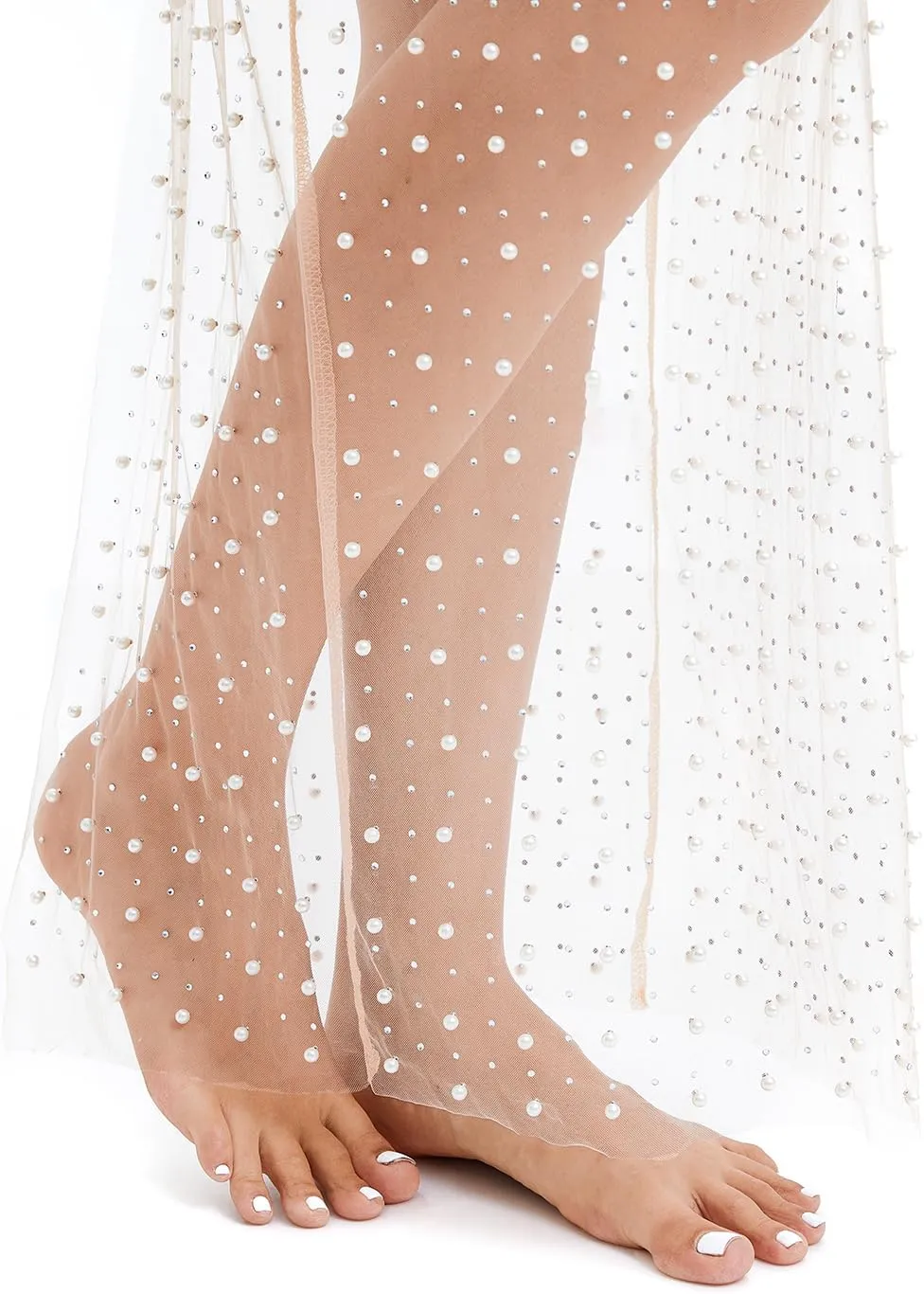 Willow Dance Women's Sheer Mesh Pearl Rhinestone Cover Up Beach Dress Swimwear Bikini Swimsuit Bathing Suit Coverups