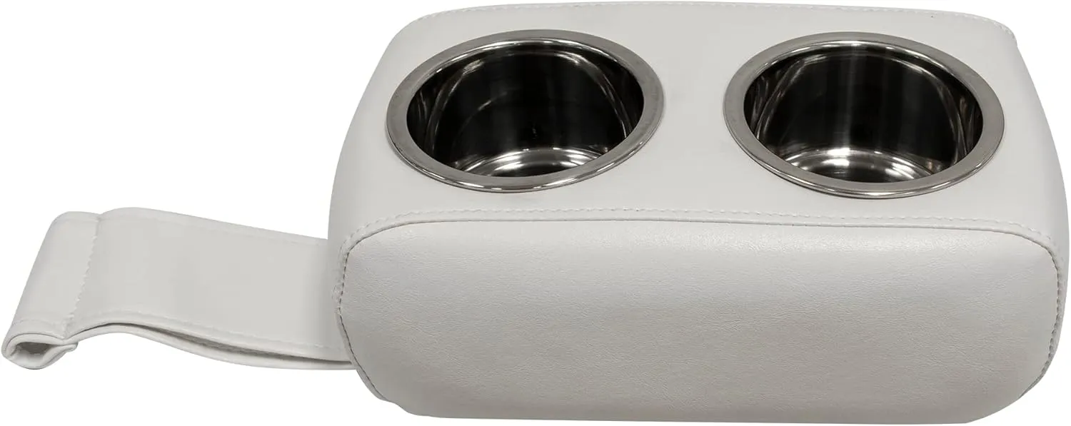 Wise 3059-784 Pontoon Double Drink Holder with Stainless Steel Cup Holders, White