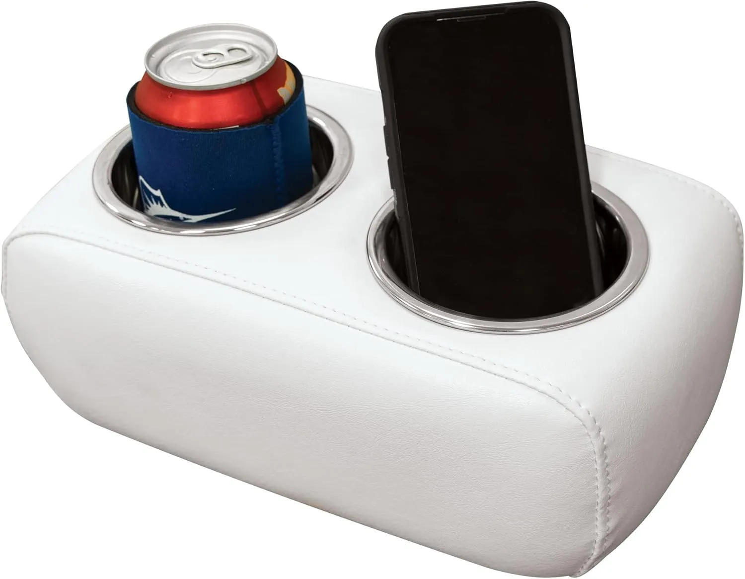 Wise 3059-784 Pontoon Double Drink Holder with Stainless Steel Cup Holders, White