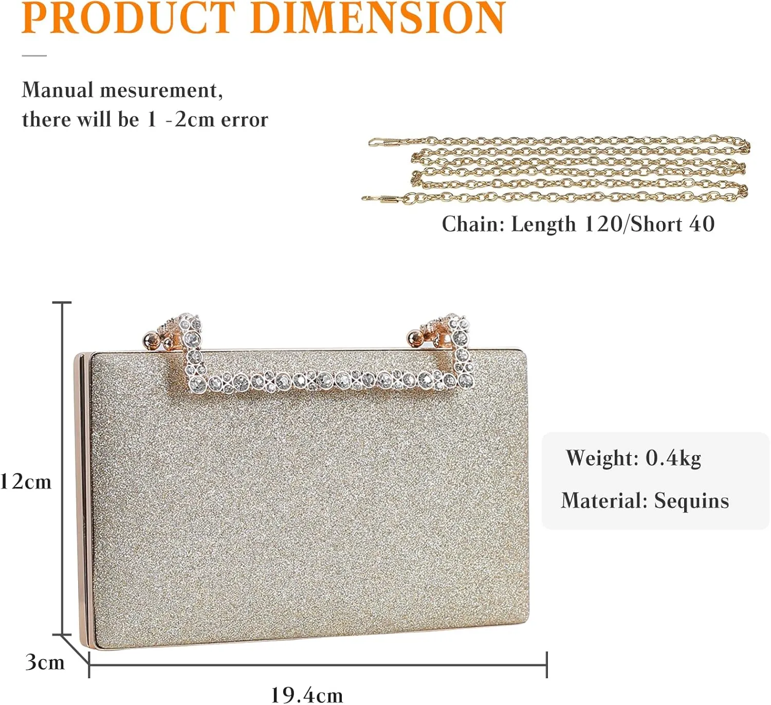 Women Clutch Purse Glitter Evening Bag Sequins Clutch Bag Sparkly Handbag Bridal Wedding Purse