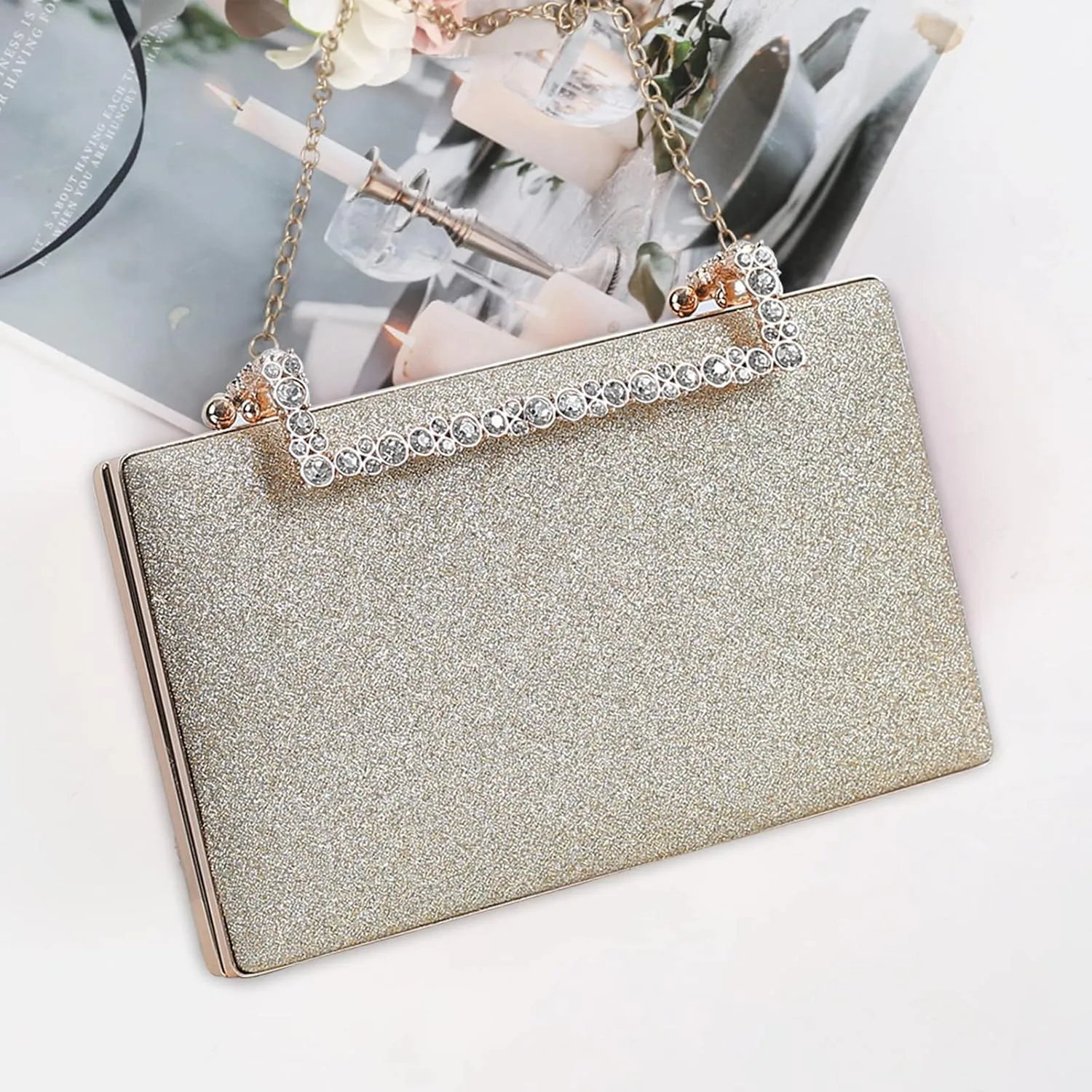 Women Clutch Purse Glitter Evening Bag Sequins Clutch Bag Sparkly Handbag Bridal Wedding Purse