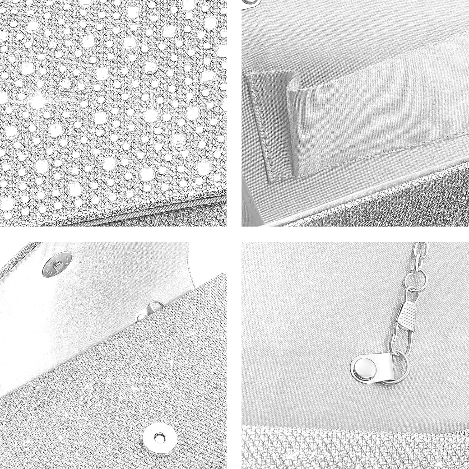 Women Evening Bag Clutch Rhinestone Envelope Party Handbag Bridal Prom Purse