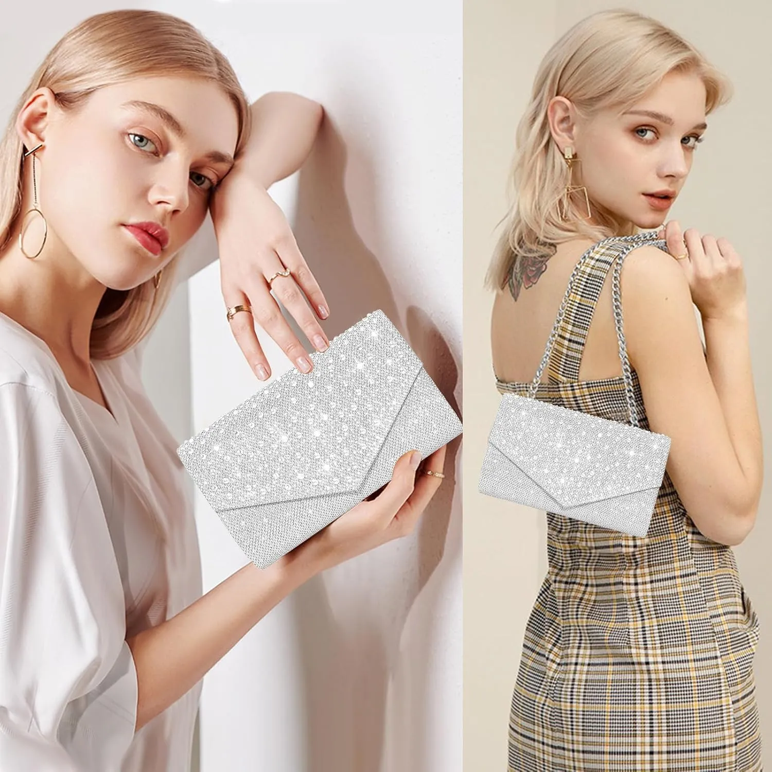 Women Evening Bag Clutch Rhinestone Envelope Party Handbag Bridal Prom Purse