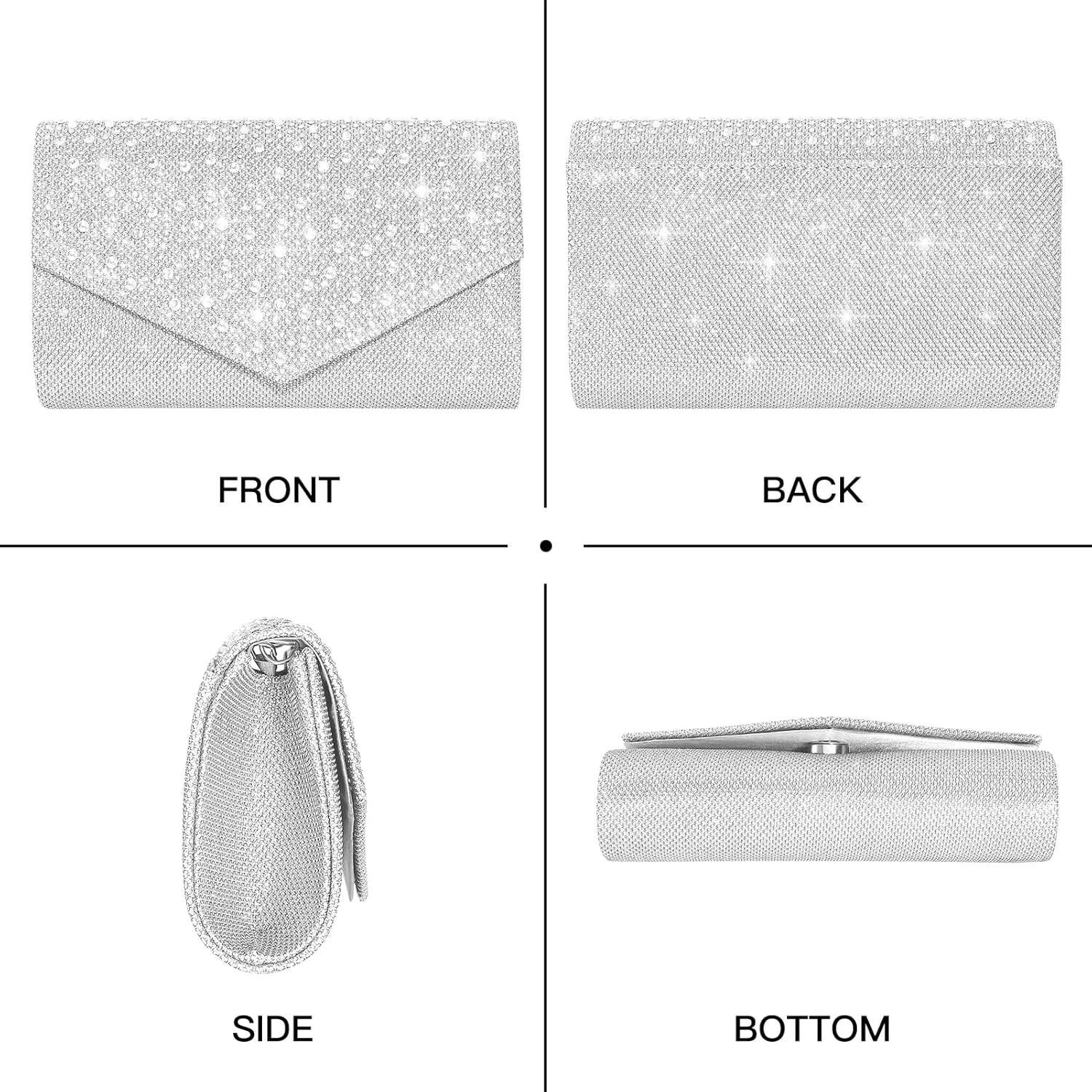 Women Evening Bag Clutch Rhinestone Envelope Party Handbag Bridal Prom Purse