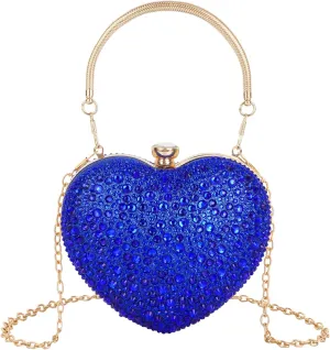 Women Heart Shaped Clutch Handbag Wedding Party Evening Bag Mini Chain Purse Cocktail Prom Tote Shoulder Bag