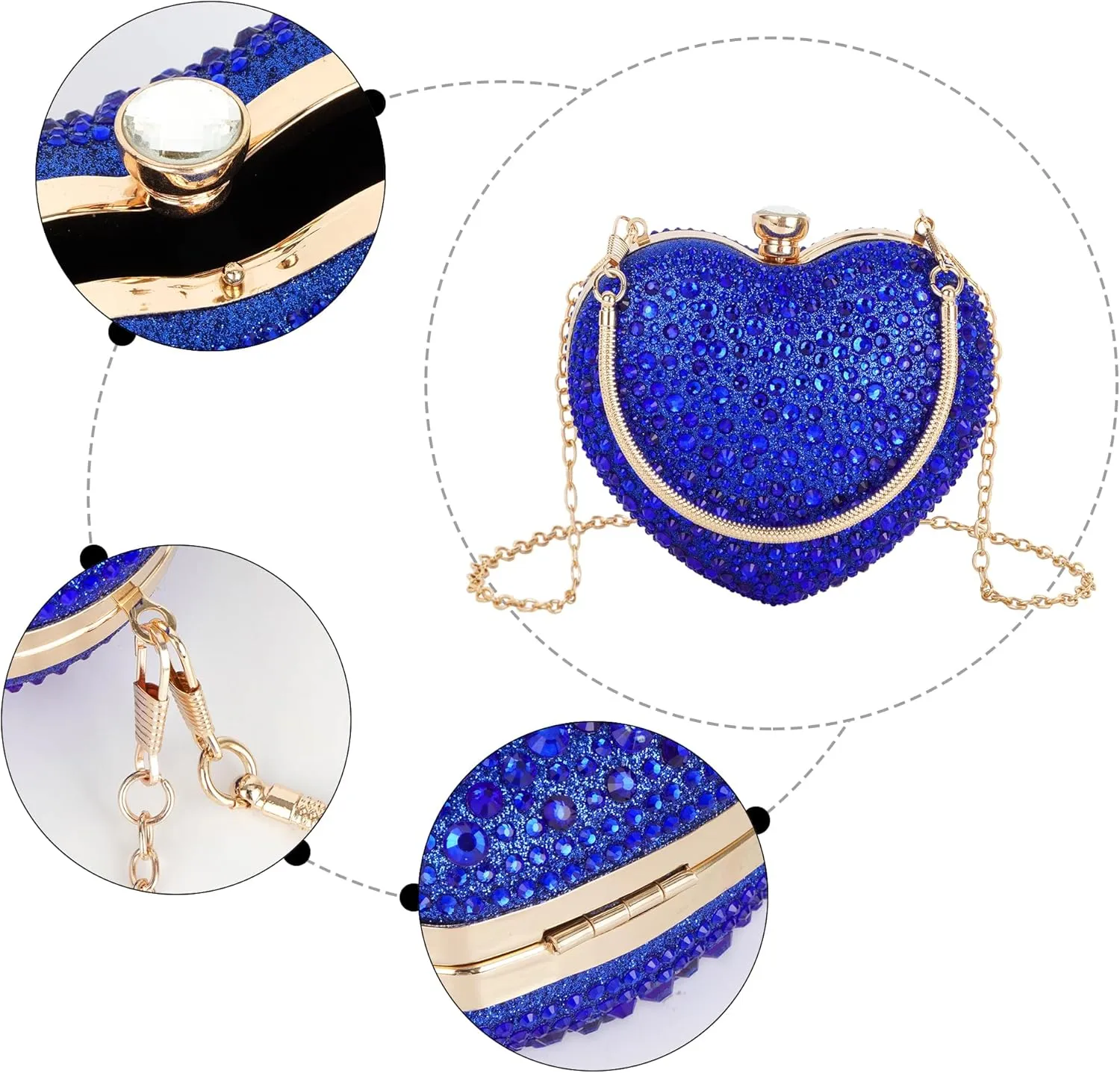 Women Heart Shaped Clutch Handbag Wedding Party Evening Bag Mini Chain Purse Cocktail Prom Tote Shoulder Bag