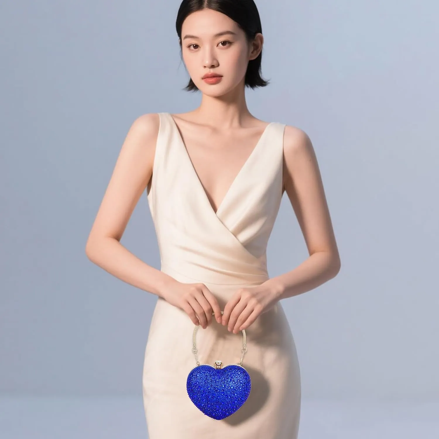 Women Heart Shaped Clutch Handbag Wedding Party Evening Bag Mini Chain Purse Cocktail Prom Tote Shoulder Bag